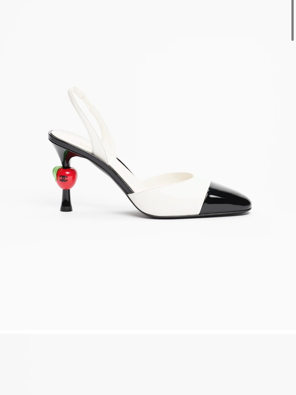 CC 2026 White and Black Slingback Pump with Red Apple Heels